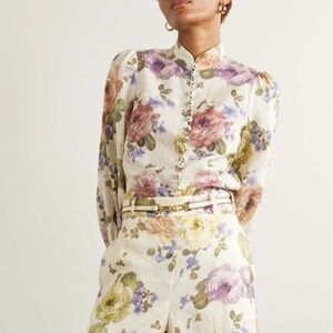 ZIMMERMANN  Luminosity Floral-Print Blouse BNWT AU 3 US Size 10